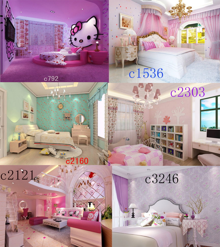 YY anchor background cloth cool dog star HEIIO Kitty pink princess room interior 3d fast hand background wall