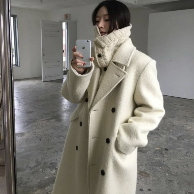 Women's londonflat woolen coat over the knee