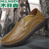Wood Linson Men Genuine Leather Inglén Casual Leather Shoes Driving Shoes Man Bean shoes Soft bottom Dad Shoe shoes Shoes Shoes LAZY SHOES