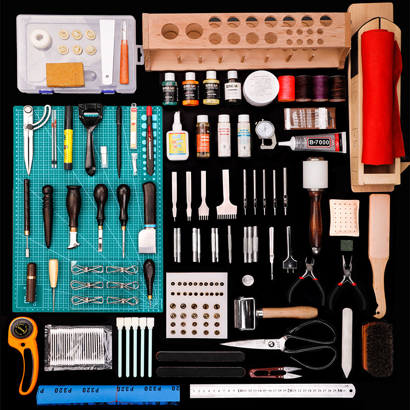Leather tools set handmade, wallet, professional materials set, DIY
