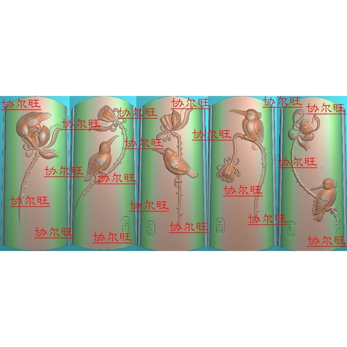 Yipin incorruptible fine carving map jdp grayscale map bmp computer jade carving flower bird arched lotus lotus seed lotus kingfisher