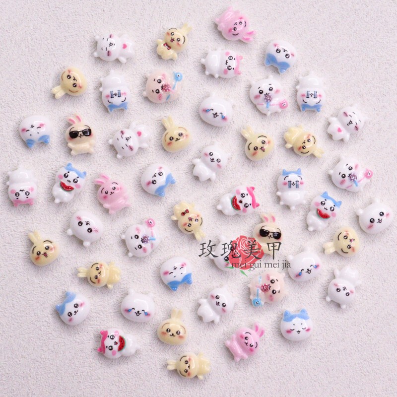 Jiyikawa Nail Art Accessories DIY Children's Wearable Nail Decorations Cartoon Nail Stickers Usagi Nail Rhinestones