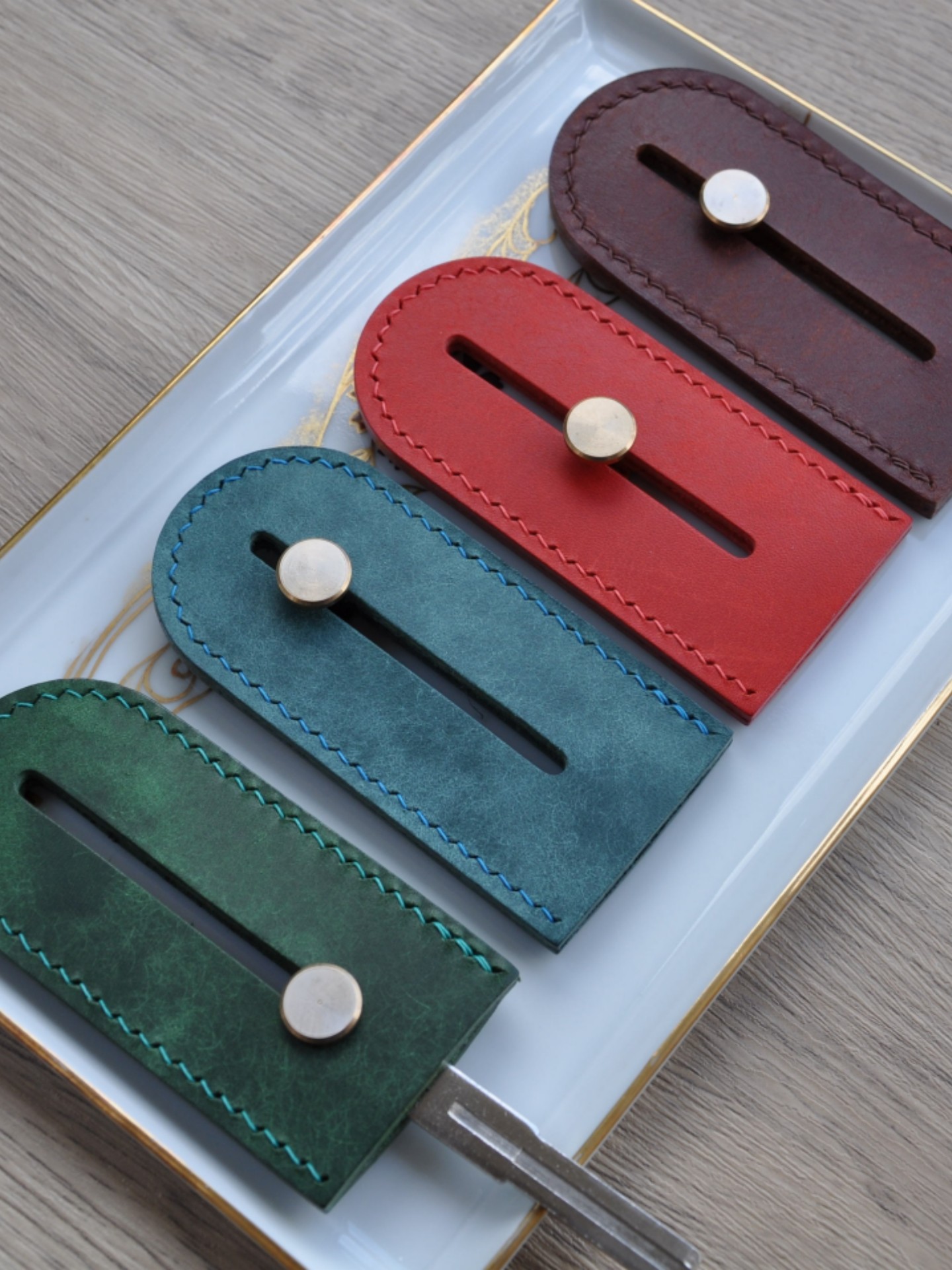 Original Handmade Push-Pull Leather Key Case Keychain Key Storage Key Organizer Handmade Key Case