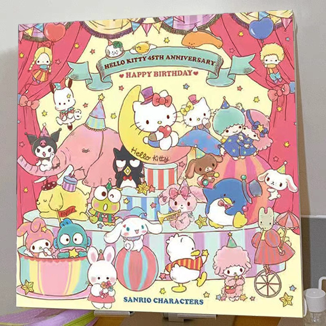 Sanrio ເພັດສີທີ່ເຕັມໄປດ້ວຍເພັດຫ້ອງນອນຫ້ອງນອນເດັກຍິງຂ້າມ Stitch 2022 ໃຫມ່ Dot Tile ກາຕູນ Animation ຊິ້ນຂະຫນາດນ້ອຍ