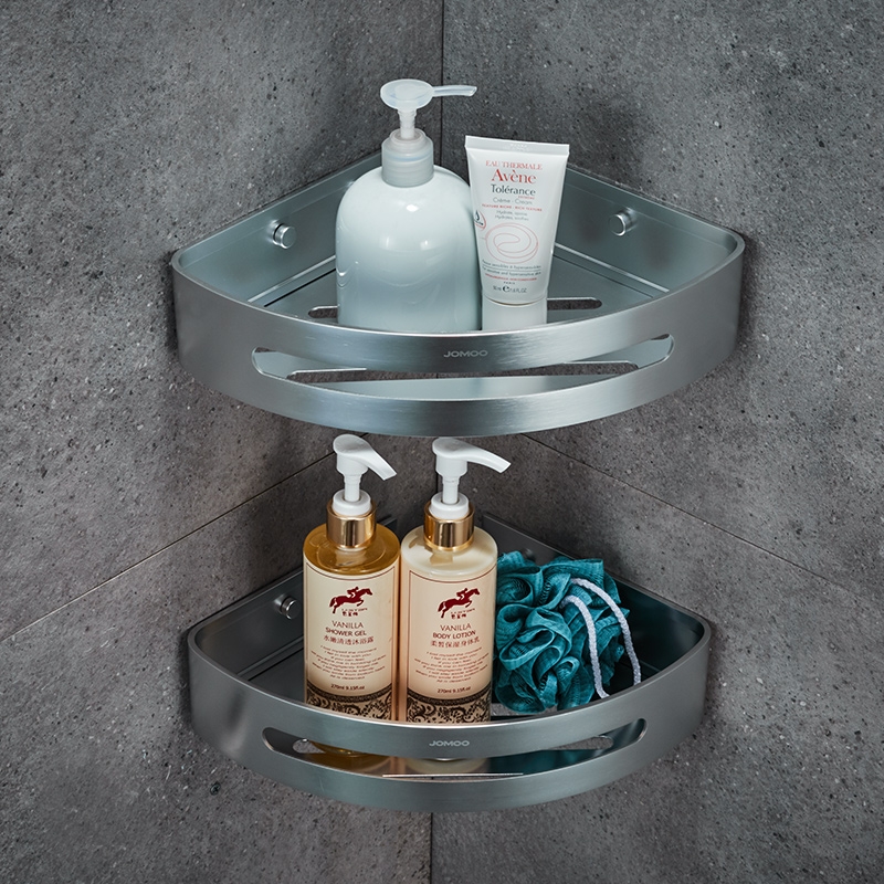 JOMOO Nine Pastoral Bathroom Pendant Space Aluminum Bathroom Corner Rack Corner Basket rack Monolayer Aluminum Basket 937151