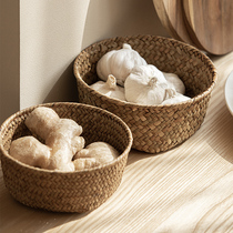 Seagrass woven storage basket fruit and vegetable portable basket rattan picnic basket snack sundry storage basket flower basket vegetable basket