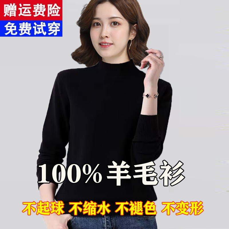 Plus Size Cashmere Sweater Half Turtleneck Knitted Base Sweater for Women Autumn and Winter 2023 New Style 100 Pure Wool Inner Top
