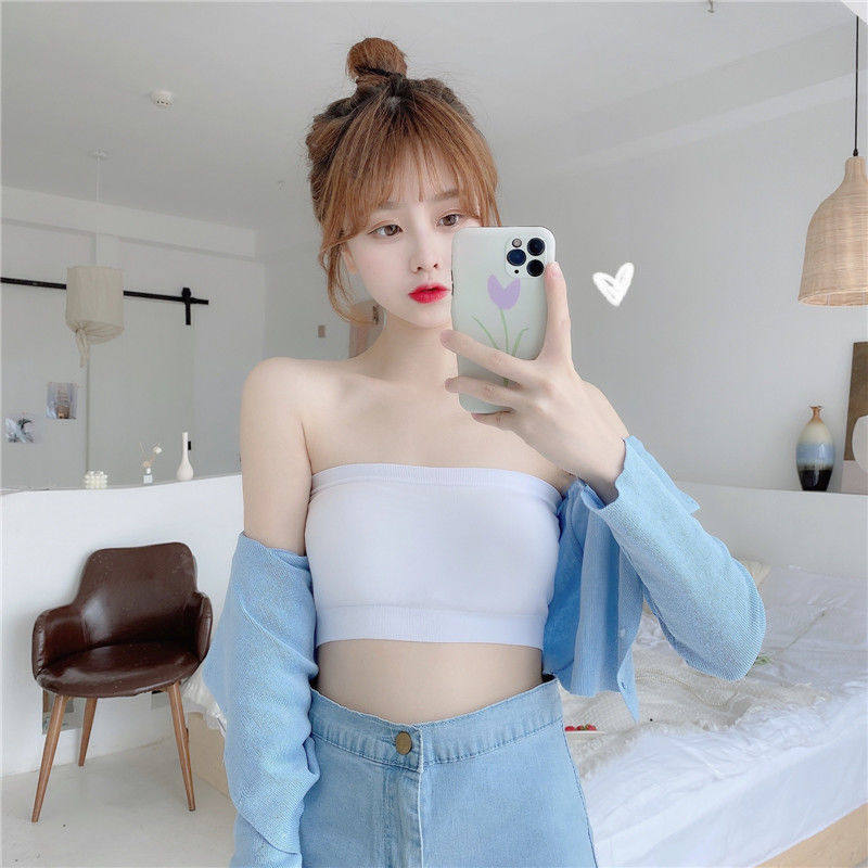 Strapless underwear for female students with beautiful back top tube top underwear anti-skid small chest inner and outer wear one word shoulder wrapped chest