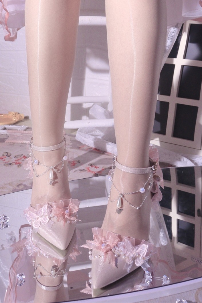 Обувь 汉姿娇语原创深海医院花嫁lo鞋尖头百搭lolita手作高跟鞋优雅茶会