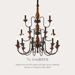 American Retro Empty Living Room Candle Large Chandelier, Antique Style Duplex Rotating Stairwell Lamp, Creative Candlestick Lamp