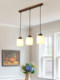 American Retro Restaurant Chandelier Dining Room Table Bar Lamp Simple Creative 3-Head Linear Full-Spectrum Lighting Fixture