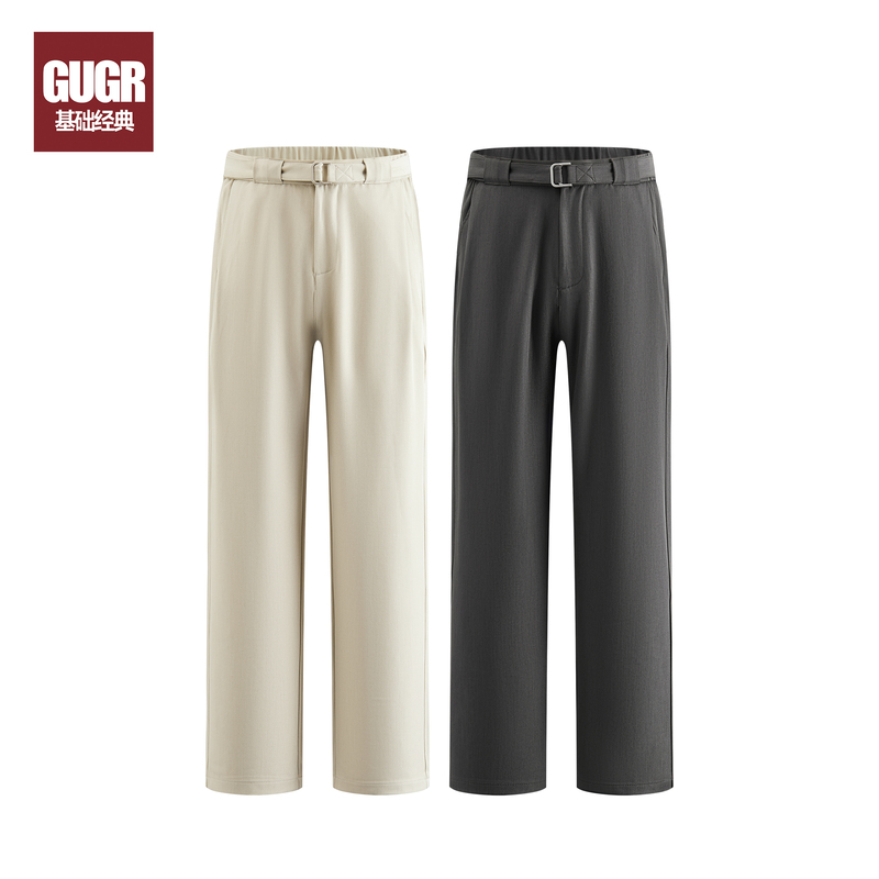 Gugr 285g Twill Texture Urban Commuting Micro-Elastic Casual Pants Men's Spring Skin-Friendly Breathable Straight-Leg Trousers