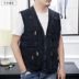 Đàn ông trung niên và già áo vest nam Cotton nhiều túi cộng với phân bón để tăng mùa xuân và mùa thu vest nam vest nam vest vest áo 3 lỗ tập gym Áo vest cotton