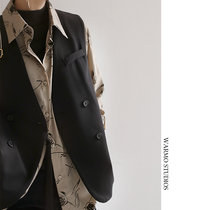 Warmo 2022 Spring and Autumn New Retro Hong Kong Style Suit Vest Ladies Short Style Black Jacket Vest
