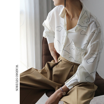 ◆Spring and Autumn Limited ◆Milan Show 2022 Autumn New Retro Hong Kong Style Long-sleeved Shirt Womens Casual Loose Shirt