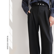 Warmo wide-leg pants womens high waist 2022 spring autumn and winter drape straight loose loose floor mopping casual black suit pants