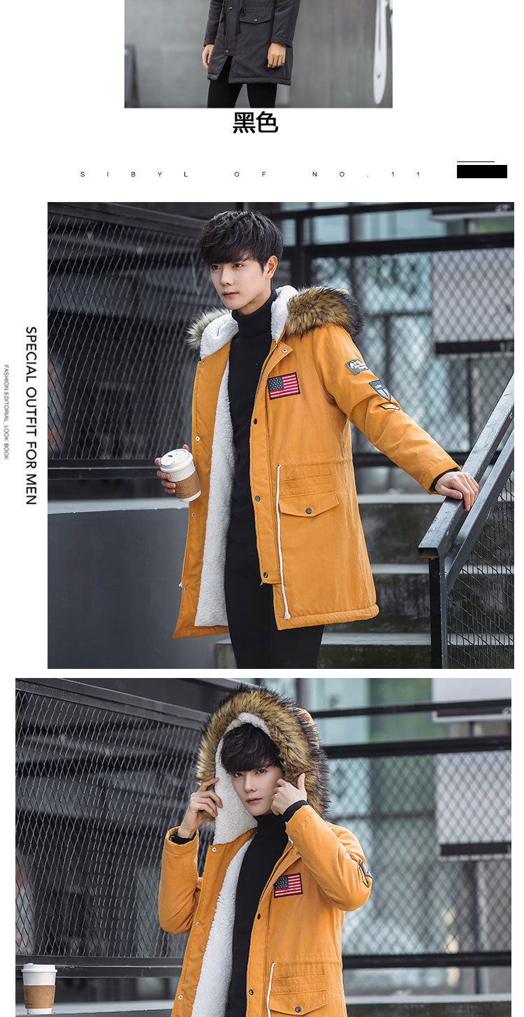 Mùa đông cừu cashmere ấm áo khoác nam cộng với phân bón XL lông lớn cổ áo không khí phù hợp với cặp đôi áo khoác áo parka nam