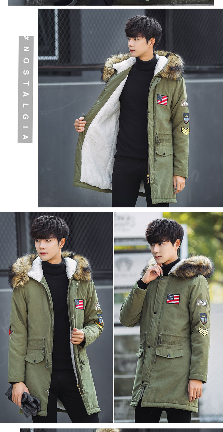 Mùa đông cừu cashmere ấm áo khoác nam cộng với phân bón XL lông lớn cổ áo không khí phù hợp với cặp đôi áo khoác áo parka nam