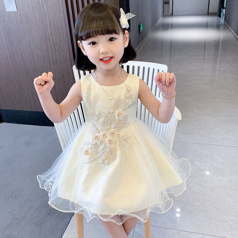 Girls summer dress 2025 new fashionable little girl vest princess skirt gauze skirt baby girl birthday dress