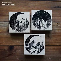 Spot new Taiwan lihaopaper Big Star Night Little Star Night Wooden Seal Moon Starry Sky Stars Moon Night