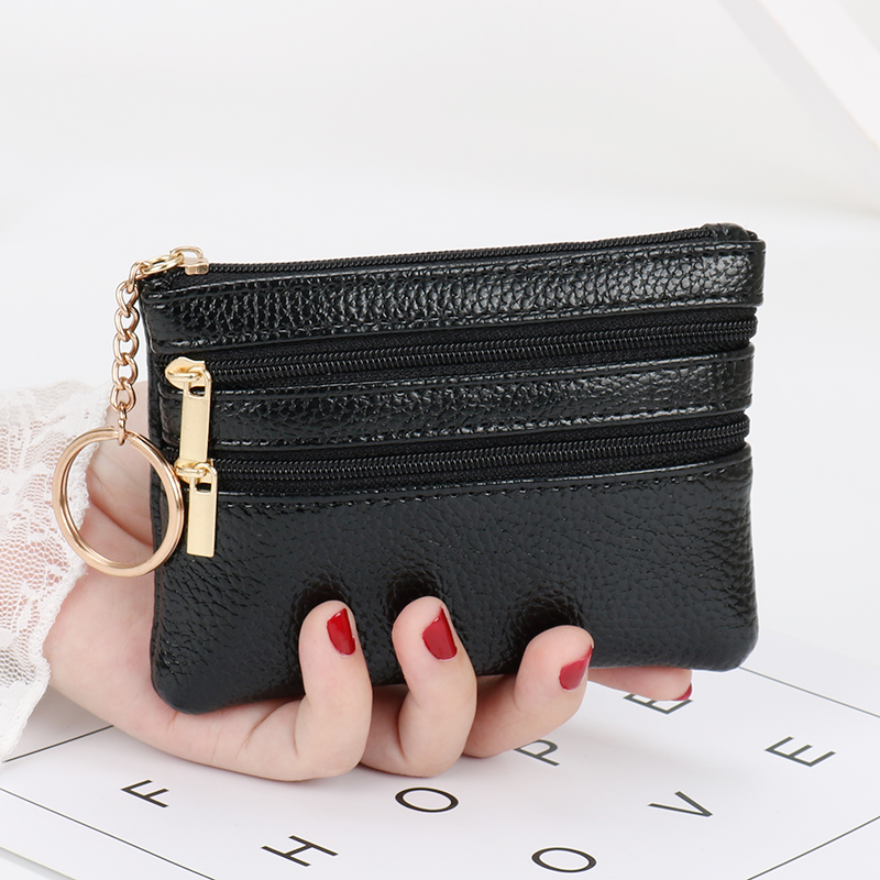 Leather texture coin purse Women's wallet Mini soft leather handbag Small wallet Key coin card bag Short zipper bag