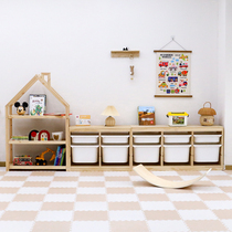 Childrens room toy storage cabinet solid wood multi-functional feeding table baby products storage rack multi-layer baby storage cabinet