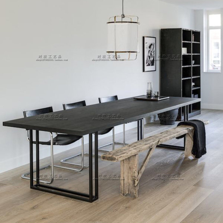 Nordic minimalist Loft industrial style desk conference table solid wood iron dining table designer desk