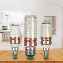 Super bright E27e14 size screw mouth energy-saving lamp no strobe candle light source LED three-color variable light corn bulb