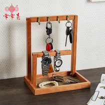 Solid wood hanging key holder storage door entrance decoration Desktop storage box Into the door creative tray shelf