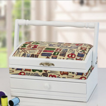 Household needlework box British style cloth needlework box Portable multi-function storage box Wedding dowry gift