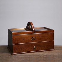 Needlework box Household set High-grade wooden vintage sewing needlework storage finishing cross stitch tools Dowry