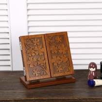 Wooden makeup mirror Desktop mirror HD dressing mirror European-style foldable dormitory desktop beauty mirror three sides