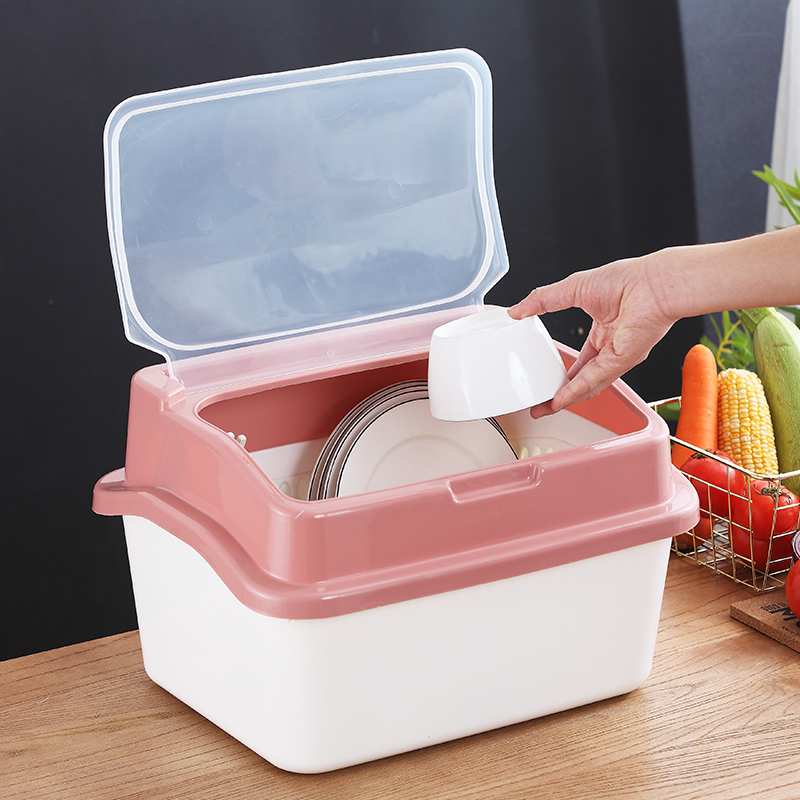 Chopsticks storage box Bowl box Drain bowl rack Kitchen household with lid bowl bowl dish rack Plastic bowl cabinet