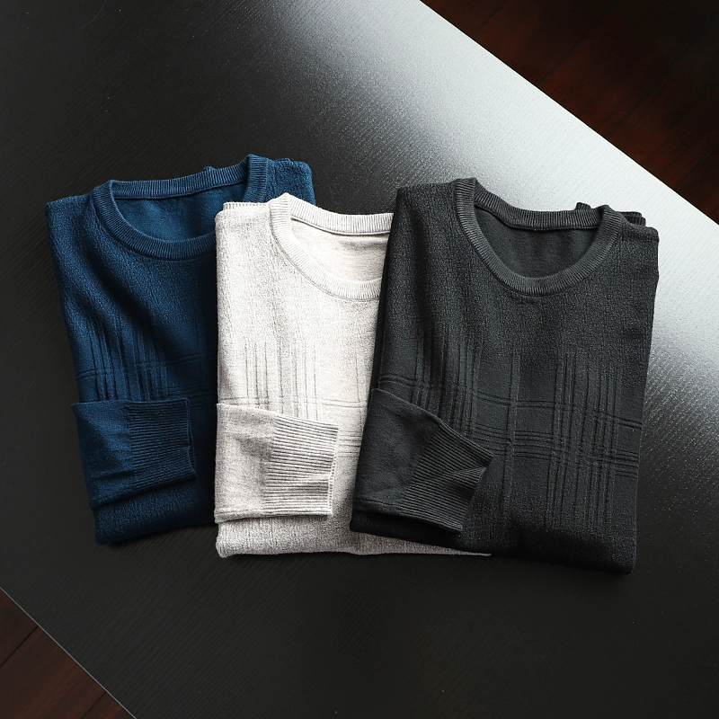 Chất liệu vải pha trộn len + sợi chống đóng cọc Nhà máy chọn chiếc áo phao cho chiếc áo len cổ tròn thân thiện với làn da mỏng manh thân thiện với làn da - Áo len