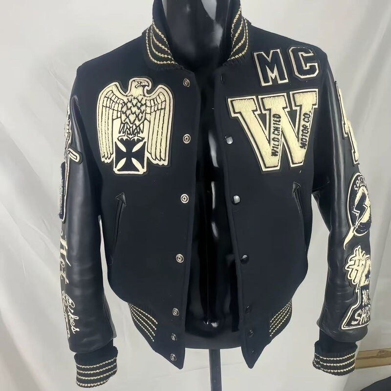 American-Style Skull Spider Embroidered Baseball Jacket for Men and Women, Loose and Versatile, Couple Oversize Dark Style Coat
