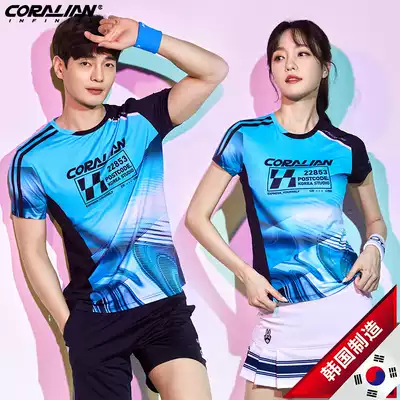 Korea Klei'an badminton suit women set 2021 new men's short sleeve couple uniform breathable quick-dry top