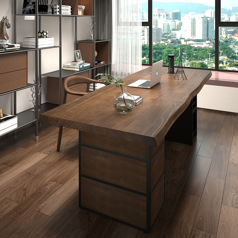 Creative Boss Desk Computer Desk With Drawer Solid Wood Large Plate Table Intelligent Advanced Desk Log Manager Table