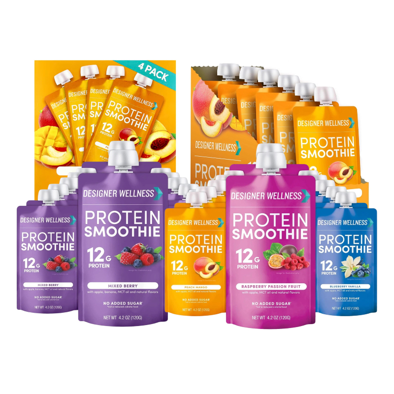 Designer Wellness Protein Shake Mix Blueberry Vanilla Peach Apple Mango Strawberry Banana Flavor