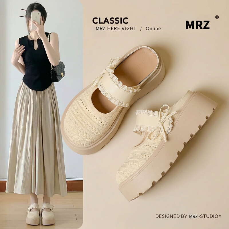 Retro Braided Toe-Cap Half Slippers for Women 2026 Spring New Style Birkenstock Shoes Thick-Soled Mary Jane Versatile Flats
