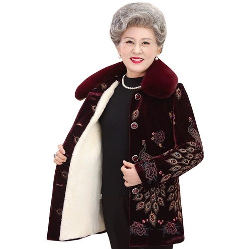 Демисезонная бархатная зимняя утепленная куртка для матери, для среднего возраста
