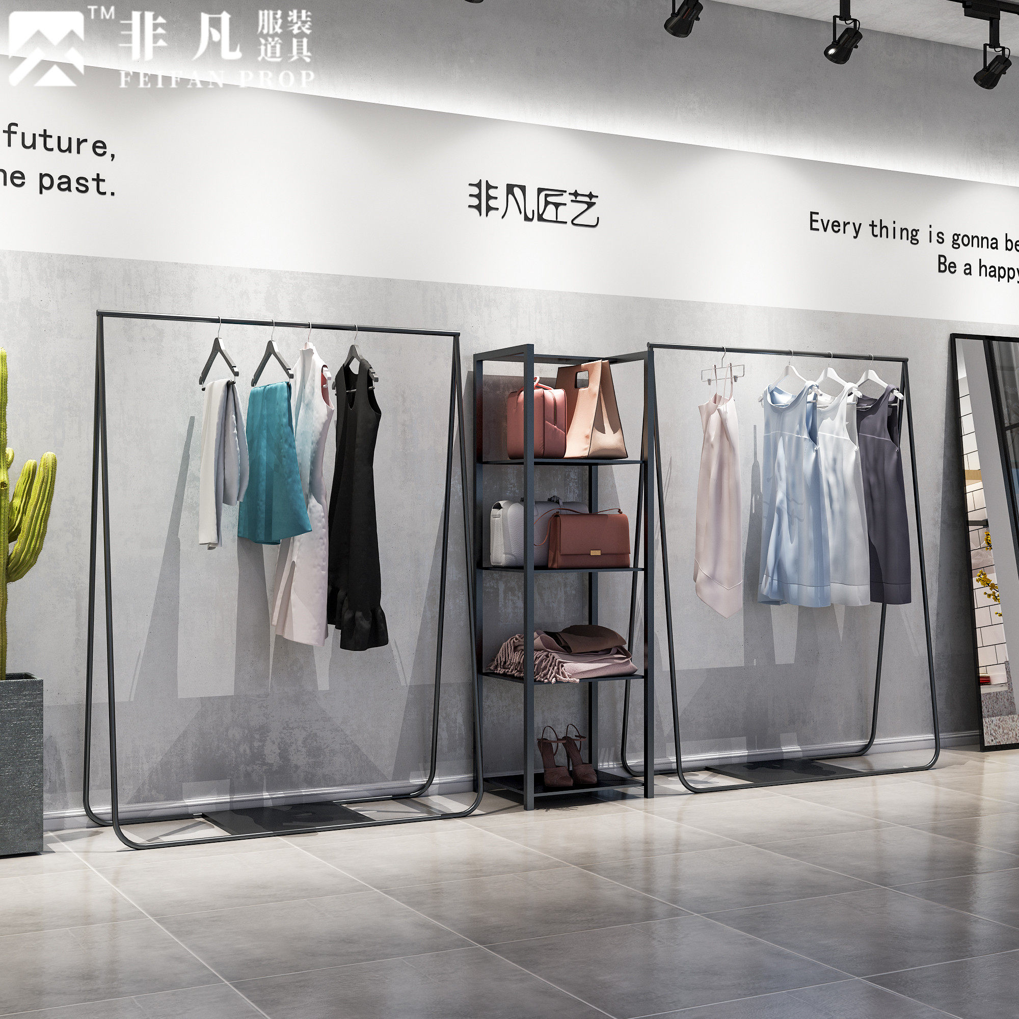 Special clothing store floor display rack simple men's and women's hangers window display rack side hanging shelf