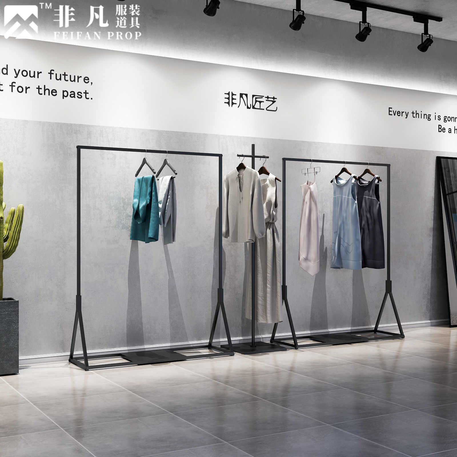 Extraordinary wrought iron clothing rack men's and women's clothing rack hanging side hanging combination shelf simple floor-standing display rack