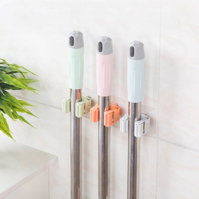 Mop holder free of punching mop clip Mop Hooks Cosmetic room Rack Gods powerful wall-mounted Contained Load-bearing Kitchen
