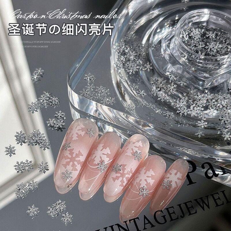 Christmas Fine Glitter Nail Art Decorations, Internet-Famous Sparkling Light Luxury Fine Sand Snowflake Nail Stickers Decorations Christmas Fine Glitter Nail Art Decorations, Internet-Famous Sparkling Light Luxury Fine Sand Snowflake Nail Stickers Decorations