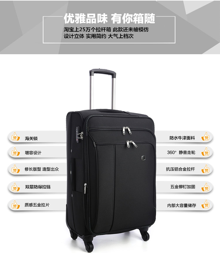 Chính hãng quân đội Thụy Sĩ dao xe đẩy trường hợp 20 inch da hộp vali kinh doanh lên máy bay Oxford vải hành lý 24 inch vali supreme