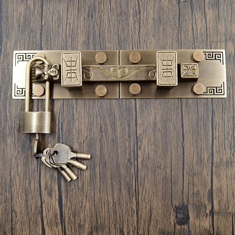 Chinese style Ming fitted antique antique bronze big bolt sending lock wooden door full copper door bolt thickened outdoor door lock garden villa