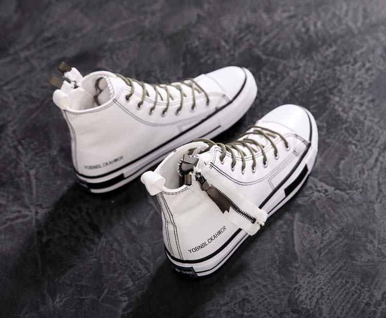 Bốn mươi chín ngày 2019 giày cao cổ retro mới xu hướng giày nam xu hướng giày ren thoáng khí - Plimsolls giày thể thao trắng