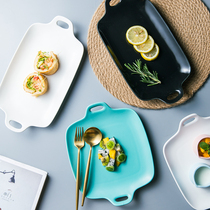 Creative ceramic dishes Nordic irregular baking trays Home vegetable dishes Double-ear Western dining trays Microwave Oven Baking Dishes