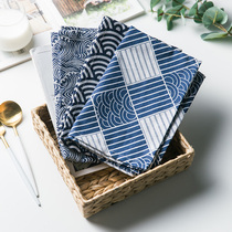 Day Style Classic Wave Tattooed Table Mat Western Dining Mat Cotton Linen Napkins Cloth Outdoor Dining Mat Gourmet Food Shooting Props