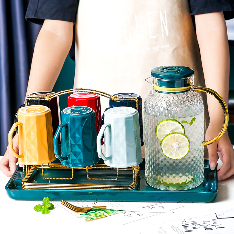 Light luxury English afternoon flower tea tea set living room home fruit teapot tea cup can be heated heat-resistant cold water kettle